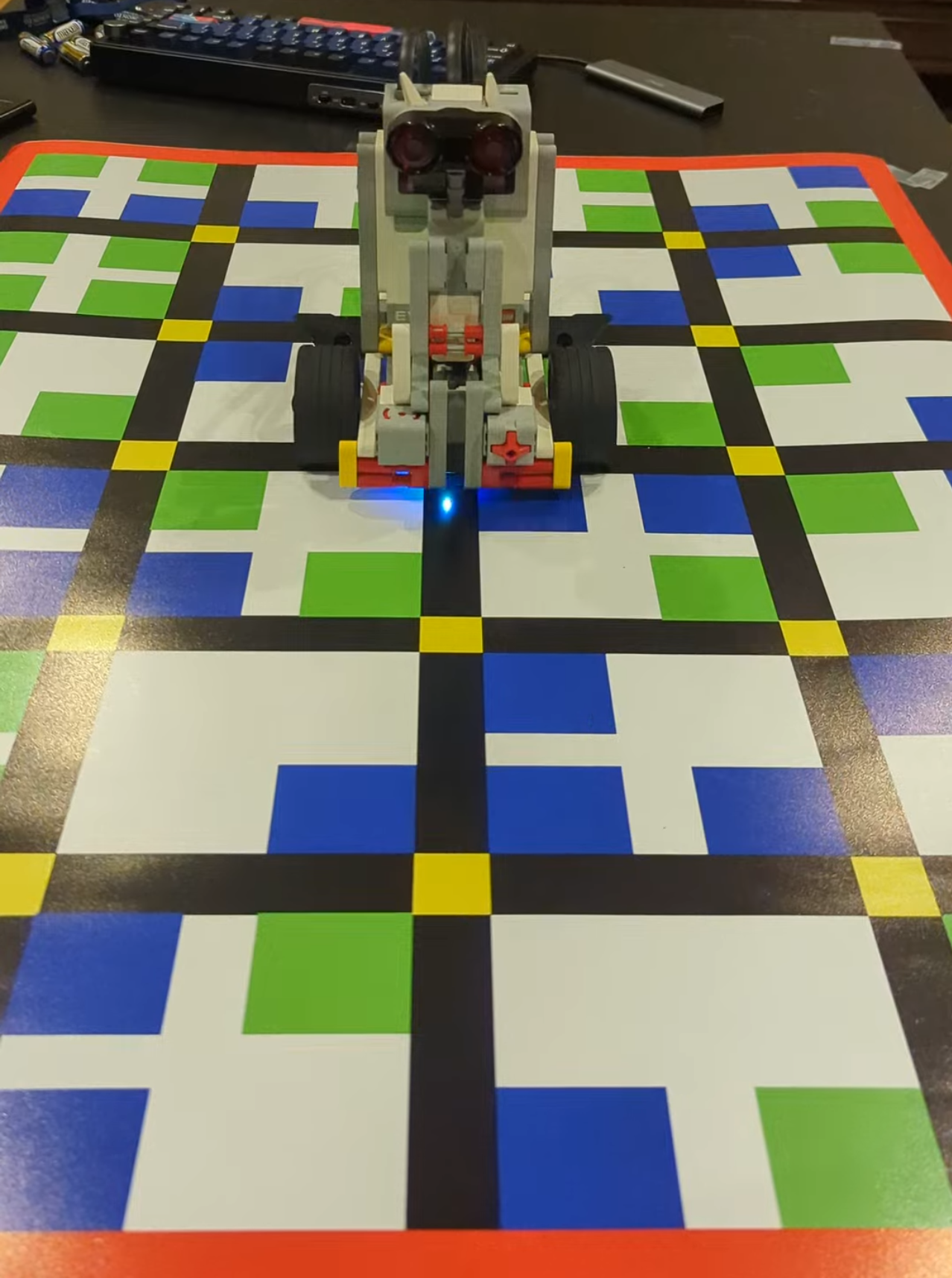 Probabilistic localization grid showing robot belief states across orientations